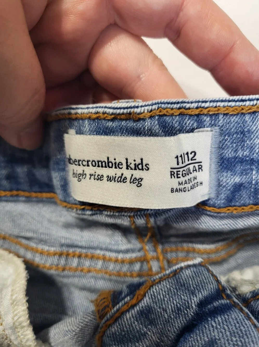 Abercrombie Kids High Rise Wide Leg Jeans Lace Bow Girl's Size 11/12 Adjustable